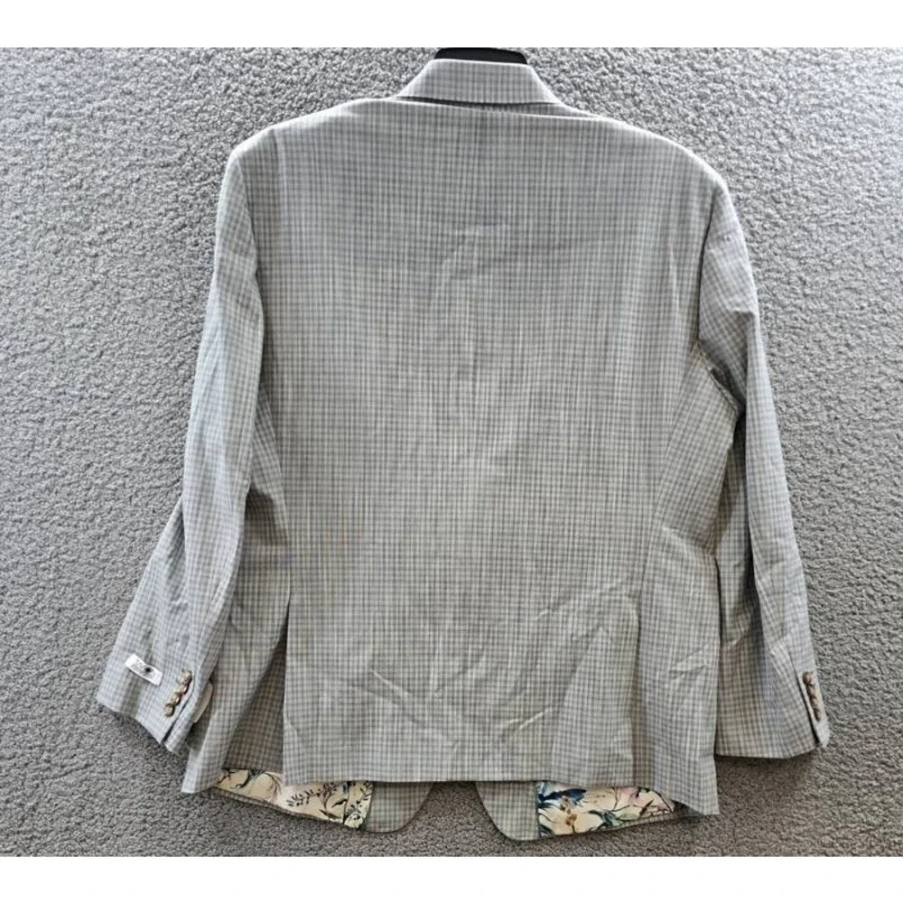 Tayion Collection Regular-Fit Suit Jacket Men's 46R Gray Flap Pocket Long Sleeve